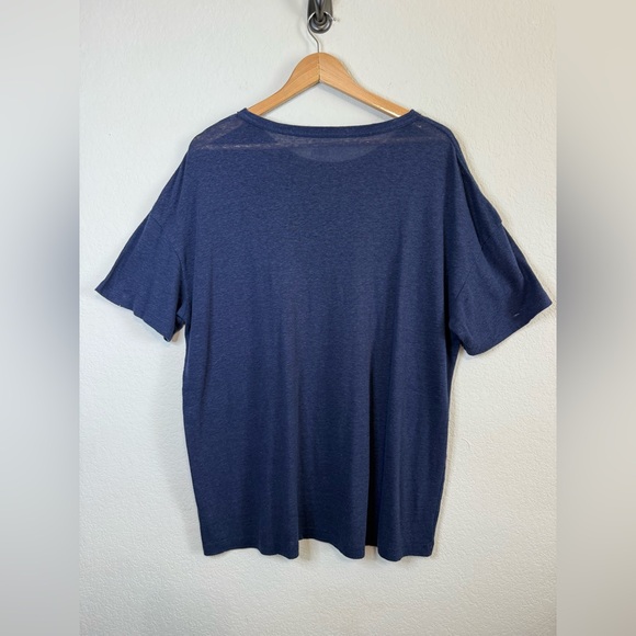 Aerie Navy Blue Linen Blend Lightweight Crewneck Short Sleeve Oversized Shirt LG - Picture 5 of 10